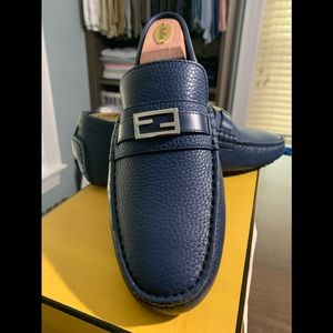Fendi Ff Bit Driver, Men’s 7UK, Blue, NEVER WORN